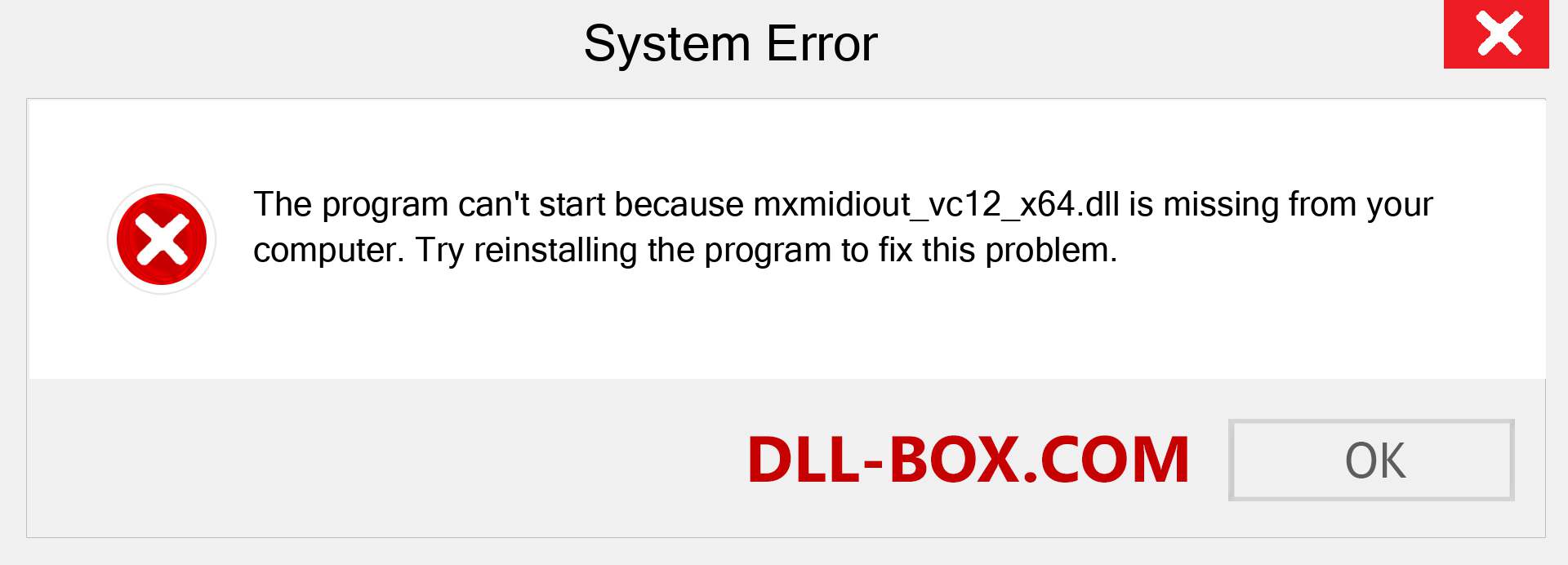  mxmidiout_vc12_x64.dll file is missing?. Download for Windows 7, 8, 10 - Fix  mxmidiout_vc12_x64 dll Missing Error on Windows, photos, images
